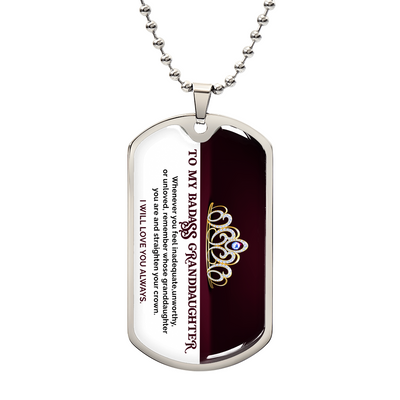 Granddaughter Dog Tag Necklace – Bold Keepsake Gift from Grandpa or Grandma